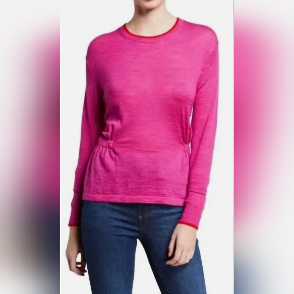 Veronica Beard Jeans Hot Pink Merino Wool Cinched Sweater Size S